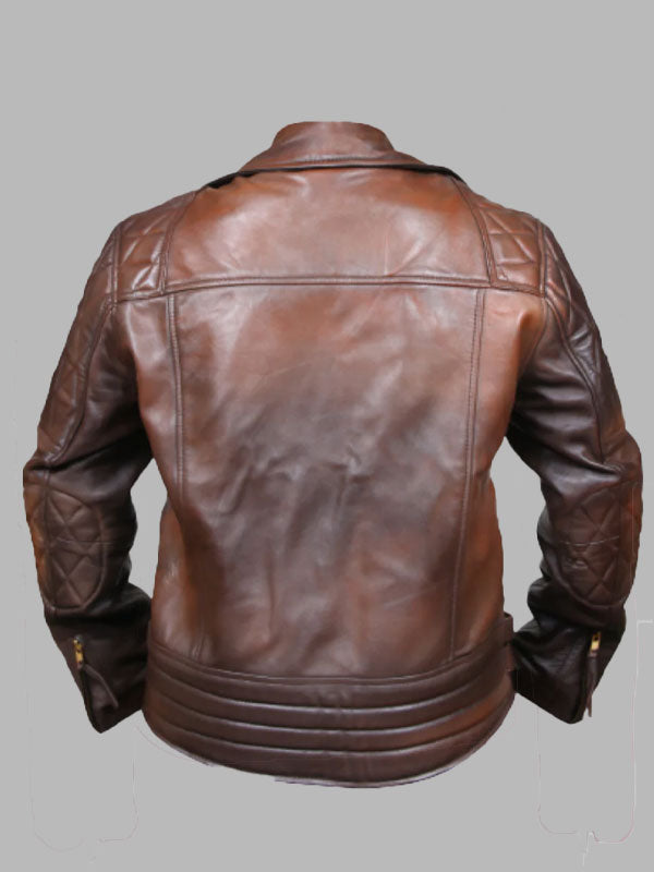 Charles Diamond Biker Brown Vintage Leather Jacket