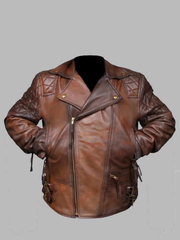 Charles Diamond Biker Brown Vintage Leather Jacket