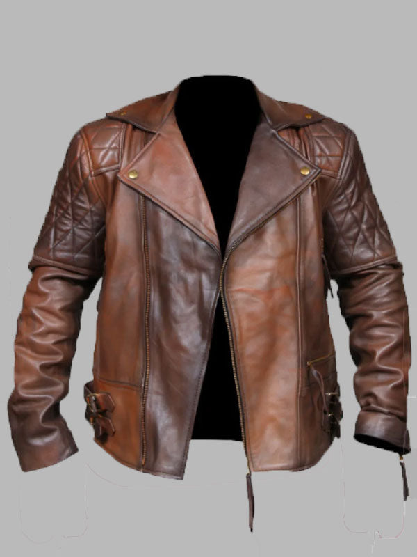 Charles Diamond Biker Brown Vintage Leather Jacket