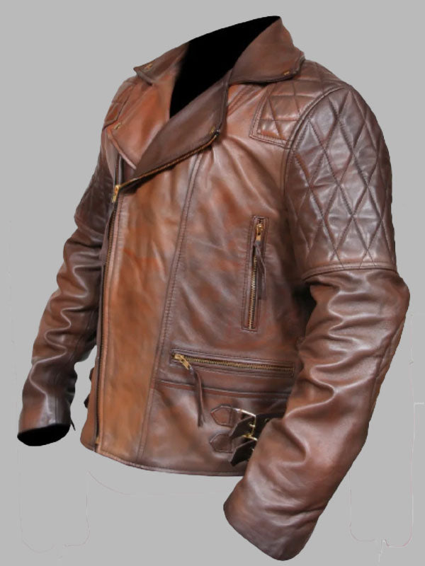 Charles Diamond Biker Brown Vintage Leather Jacket