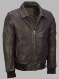 Mens Vintage Bomber Distressed Brown Jacket