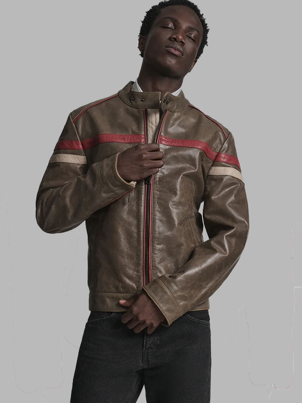 Brett Brown Vintage Leather Racer Jacket