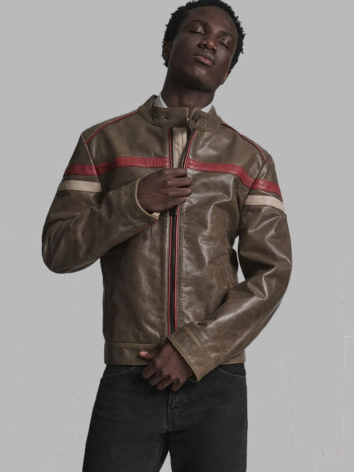 Brett Brown Vintage Leather Racer Jacket