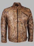 Mackenzie Men Vintage Distressed Brown Leather Jacket