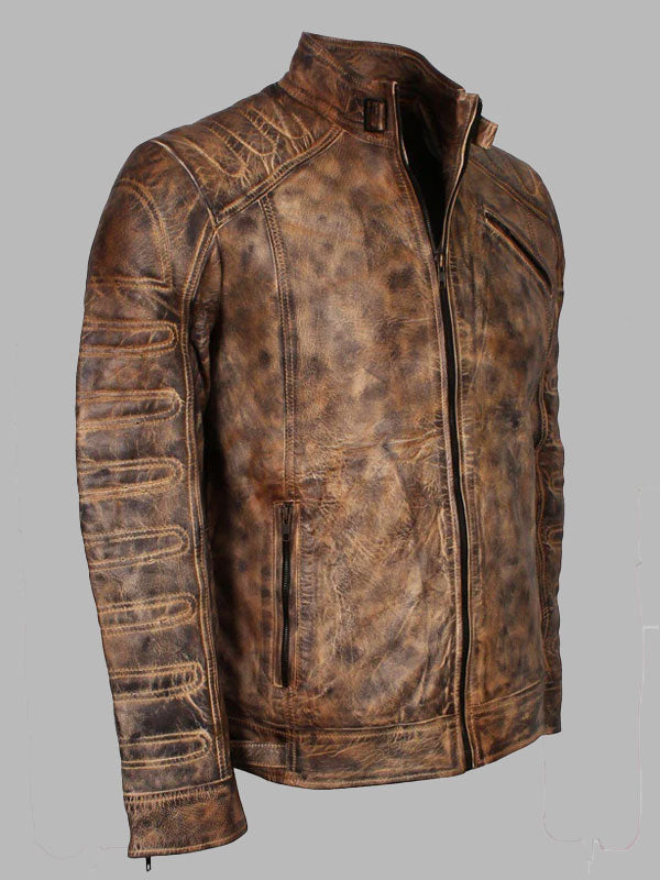 Mackenzie Men Vintage Distressed Brown Leather Jacket
