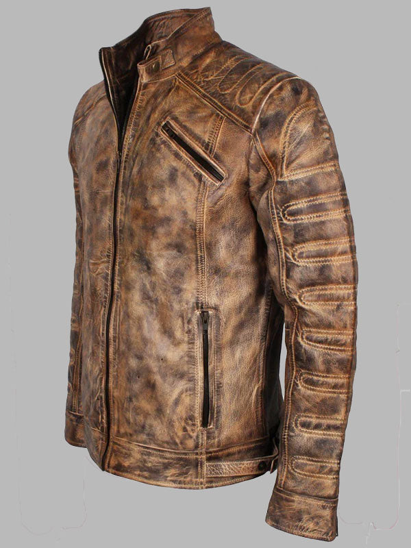 Mackenzie Men Vintage Distressed Brown Leather Jacket
