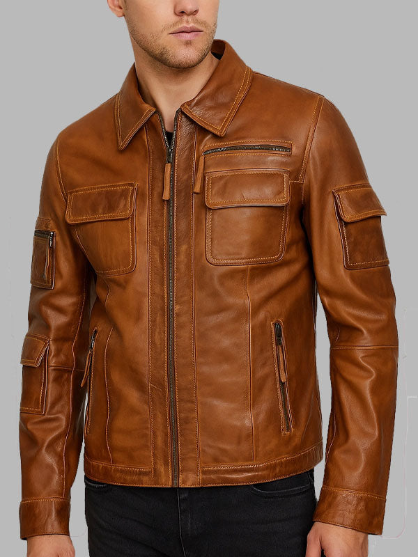 Robert Men Vintage Brown Leather Jacket