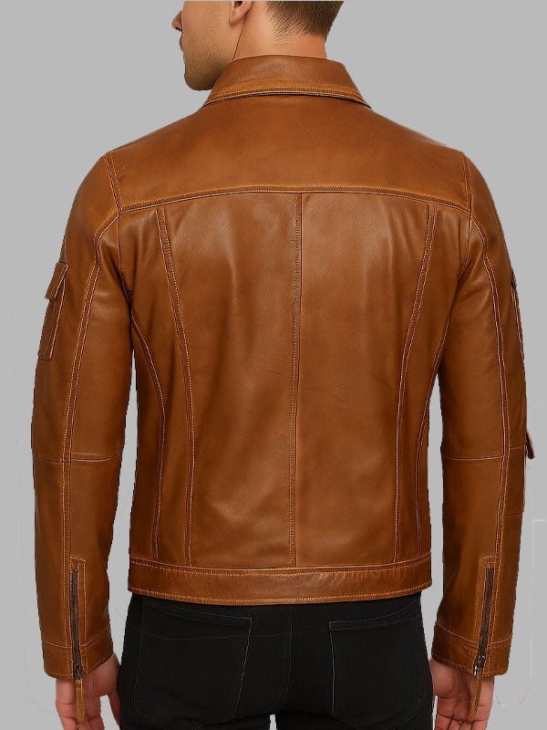 Robert Men Vintage Brown Leather Jacket