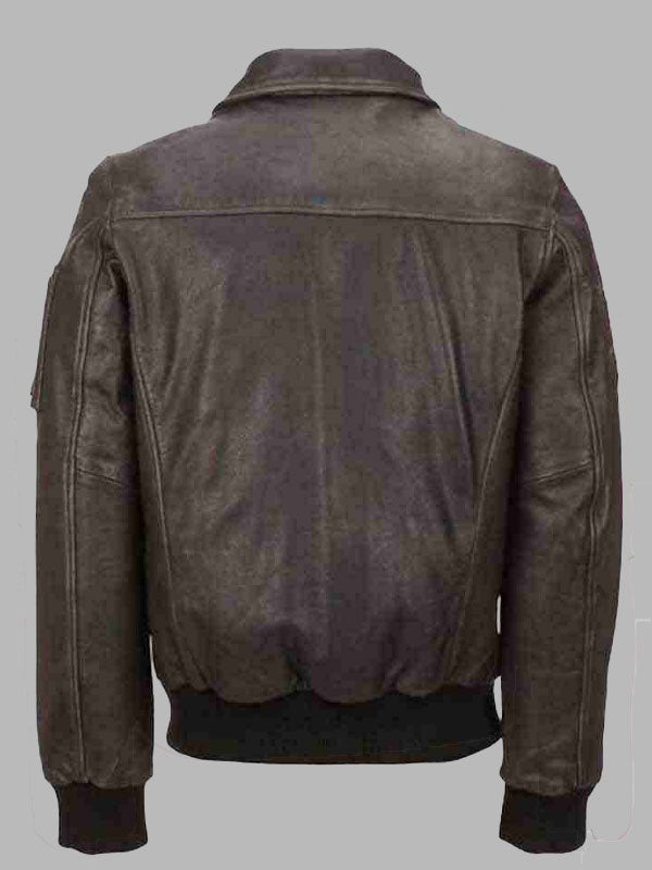 Mens Vintage Bomber Distressed Brown Jacket