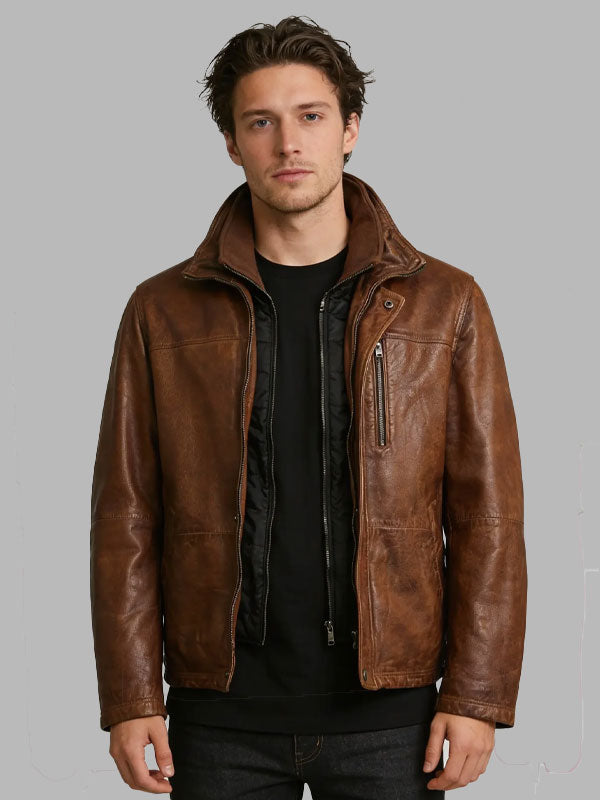 Nestor Brown Vintage Leather Jacket