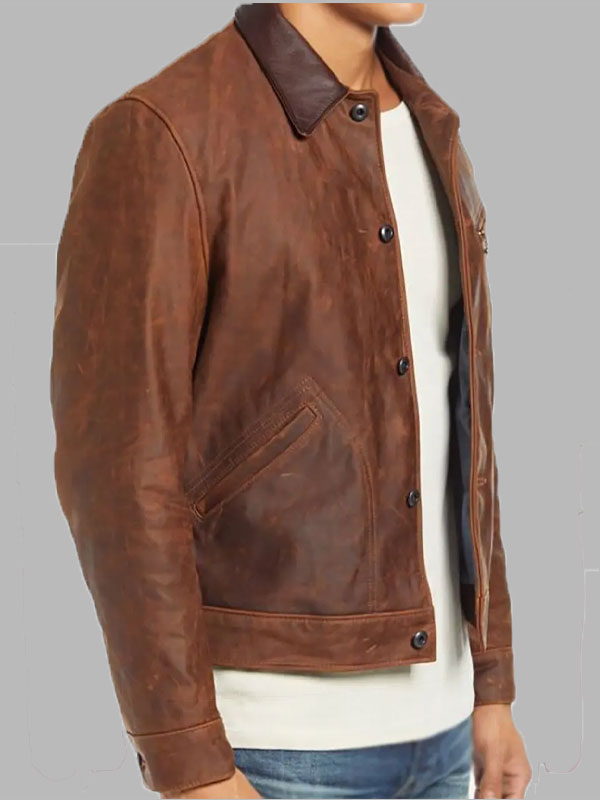 Joseph Men’s Brown Vintage Leather Jacket