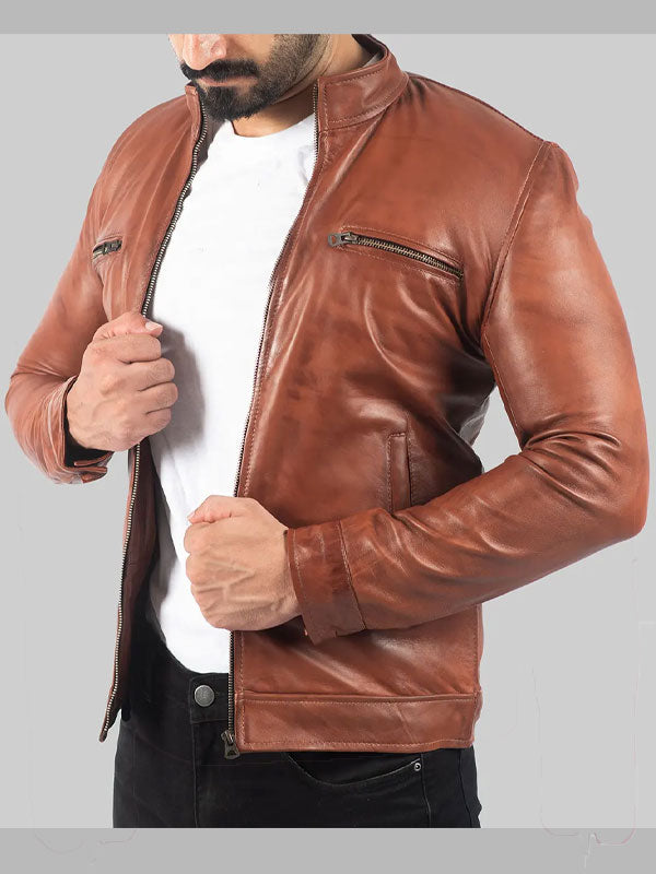 Albert Men’s Vintage Brown Leather Jacket