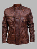 Mens Vintage Brown Distressed Leather Jacket