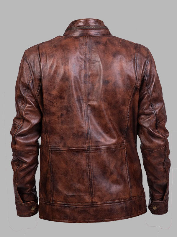 Mens Vintage Brown Distressed Leather Jacket