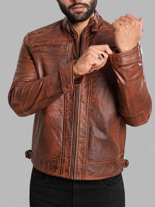 Hector Men Brown Vintage Leather Jacket
