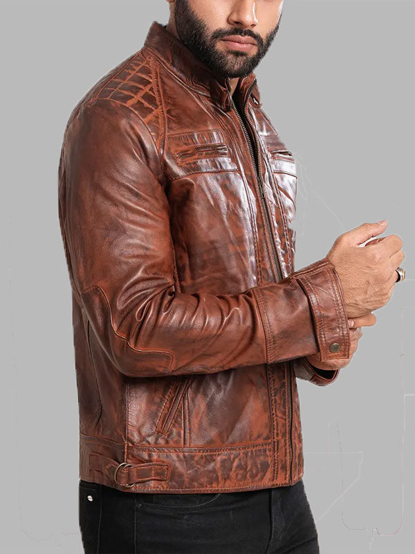 Hector Men Brown Vintage Leather Jacket