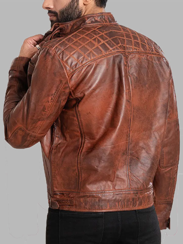 Hector Men Brown Vintage Leather Jacket