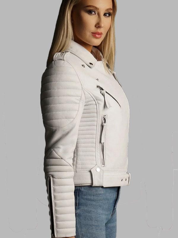 Perera White motorcycle leather jacket
