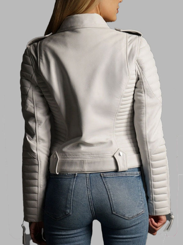 Perera White motorcycle leather jacket