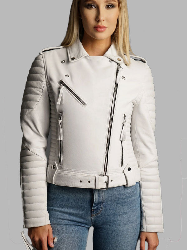 Perera White motorcycle leather jacket