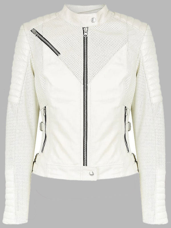Borrelli White Motorcycle Jacket Women
