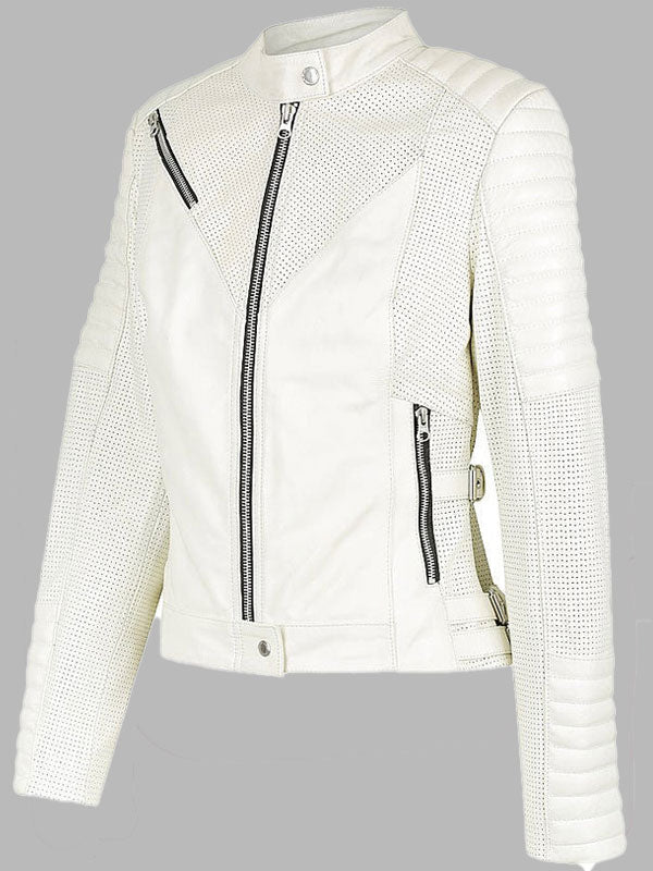 Borrelli White Motorcycle Jacket Women