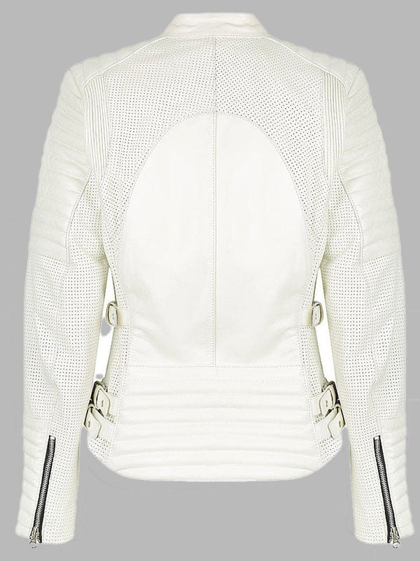Borrelli White Motorcycle Jacket Women
