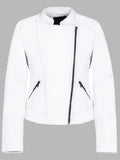 Doris Women's White Motorcycle Leather Jacket