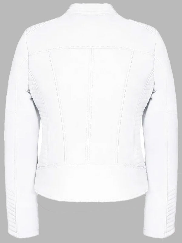 Doris Women's White Motorcycle Leather Jacket