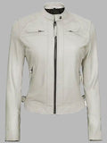 Engel White Diamond Moto Style Leather Jacket