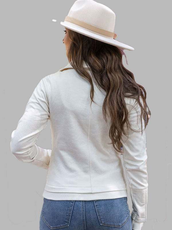 Fernandez White Leather Moto Jacket