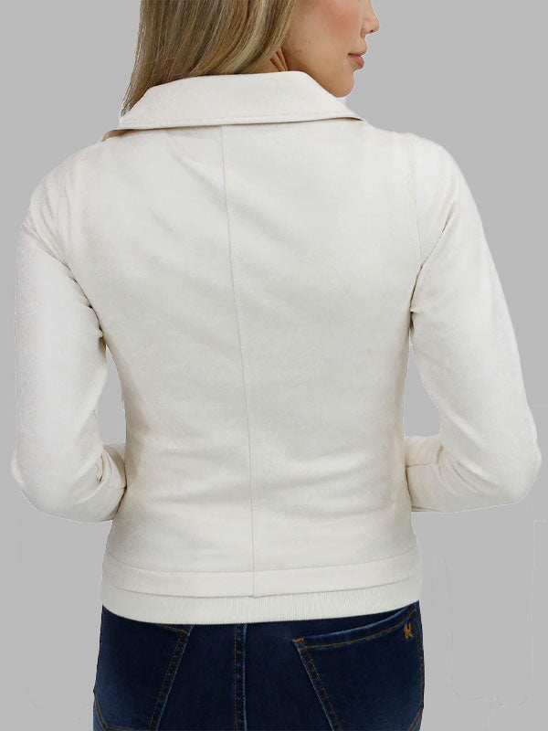 Fernandez White Leather Moto Jacket