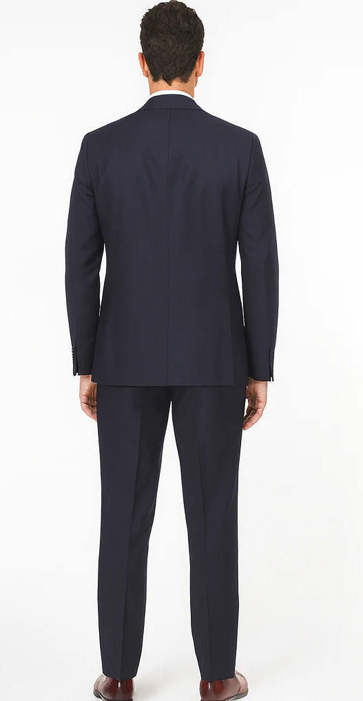 Navy Full Cut / Wide Leg Double Breasted 100% Percent Fabric Slanted Vest