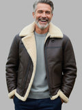 Men Vintage Brown Shearling Sheepskin Jacket