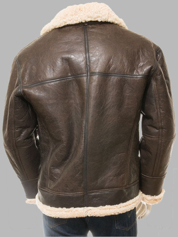 Men Vintage Brown Shearling Sheepskin Jacket