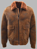 Men’s Vintage Brown Sheepskin Flying Shearling Jacket