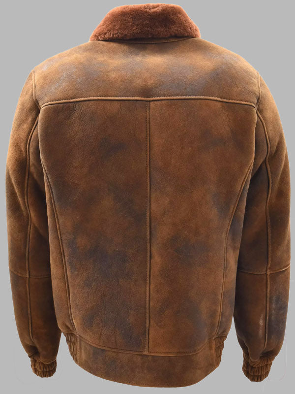 Men’s Vintage Brown Sheepskin Flying Shearling Jacket