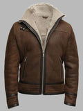 Men's Brown Genuine Shearling Sheepskin Leather Jacket Vintage