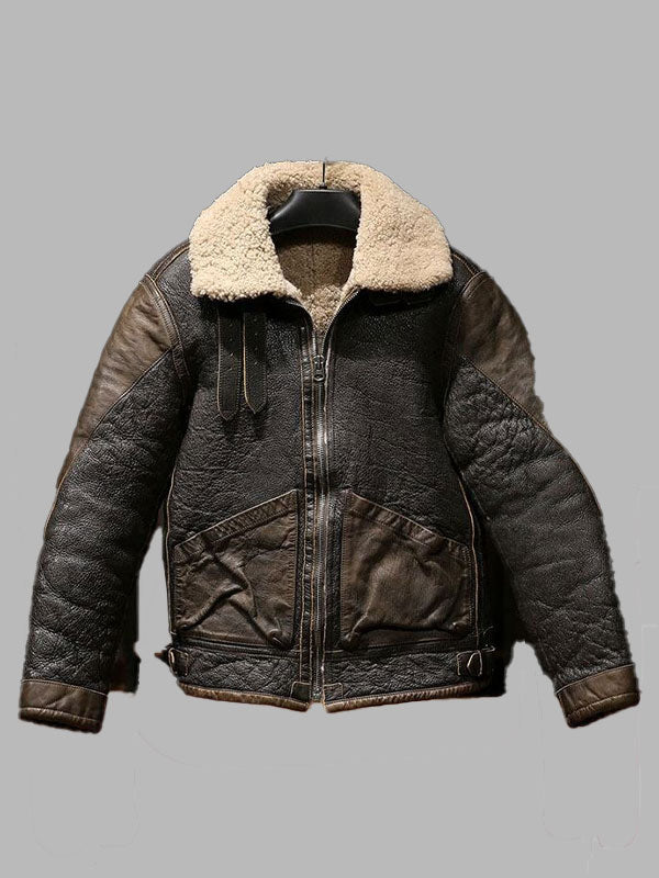 Men's B3 Bomber Shearling Sheepskin Genuine Leather Jacket