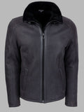 Men Dark Grey Vintage Shearling Jacket
