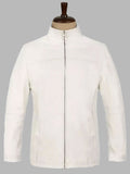 Men Off-White Genuine Lambskin Motorcycle Biker Jacket