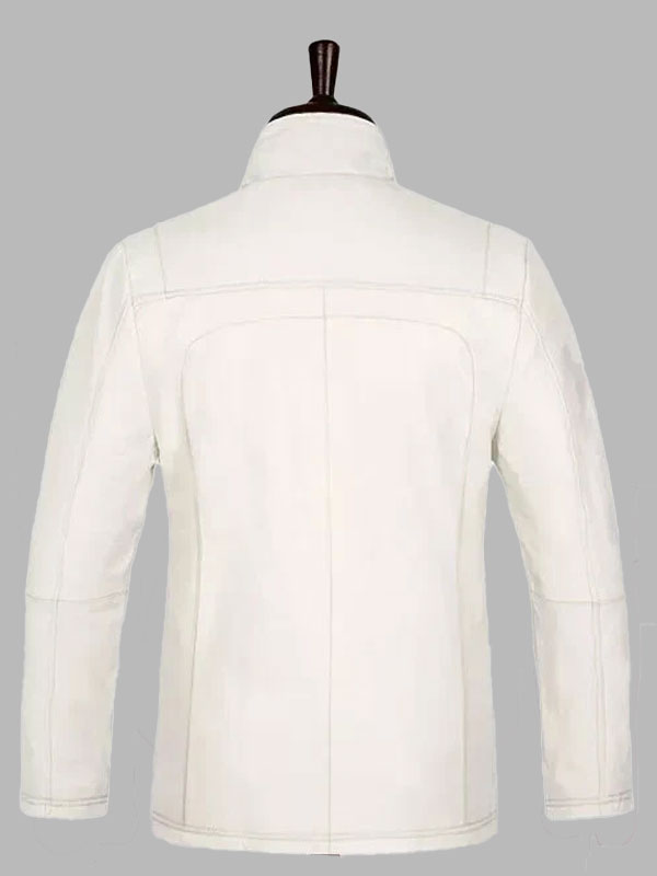 Men Off-White Genuine Lambskin Motorcycle Biker Jacket