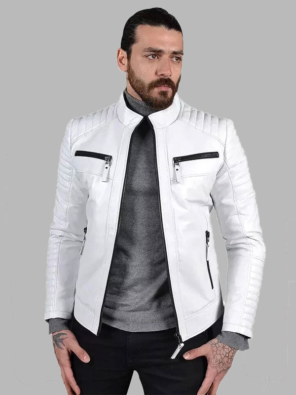 Robert White New Lambskin Stylish Motorcycle Leather Jacket