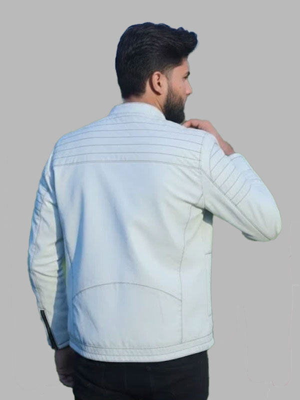 Carmelo White Genuine Lambskin Motorcycle Biker Jacket