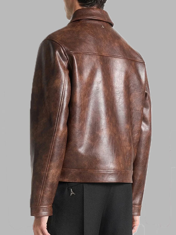Men Brown Laurent Vintage Leather Jacket