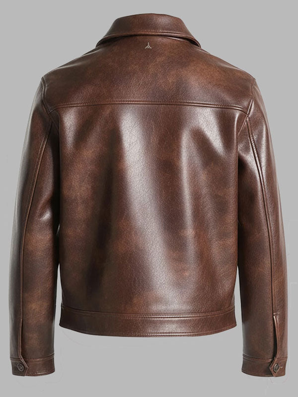 Men Brown Laurent Vintage Leather Jacket